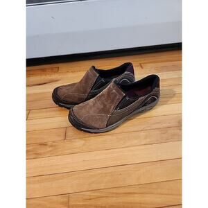 Merrell Shoes Womens 6.5 Kamori Loafers Dark Earth Brown Suede Leather Slip On
